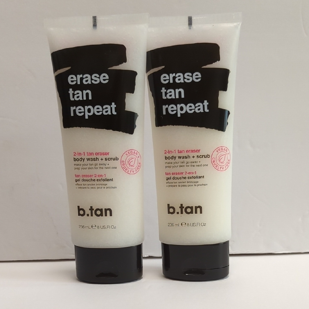2 - 8OZ B.Tan Erase Tan Repeat 2 in 1 Tan Eraser + Body Wash